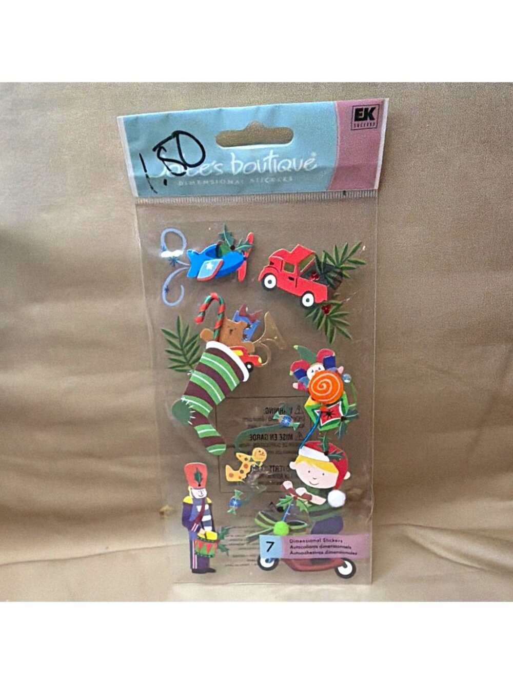 Jolee's Boutique Dimensional Christmas Toys Stickers 7 pc Craft Embellishments